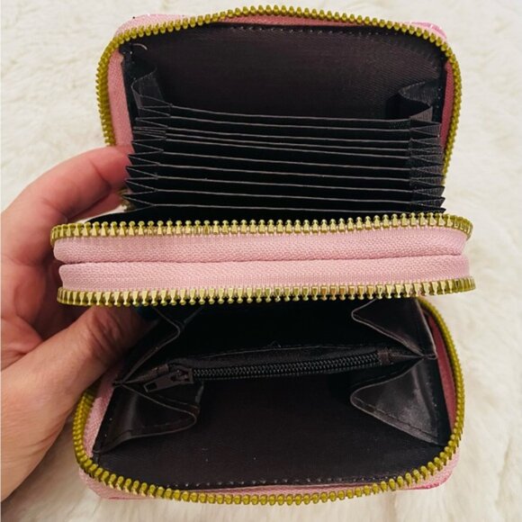 $5 ADD ON ITEM Silver Glitter Zip Wallet Double Sparkly Card Holder Clutch Purse - Picture 5 of 8